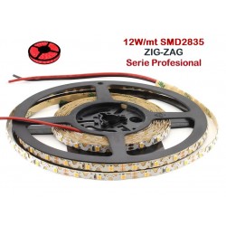 Tira LED 5 mts Flexible ZIG-ZAG 60W 300 Led SMD 2835 IP54 Rojo Serie Profesional